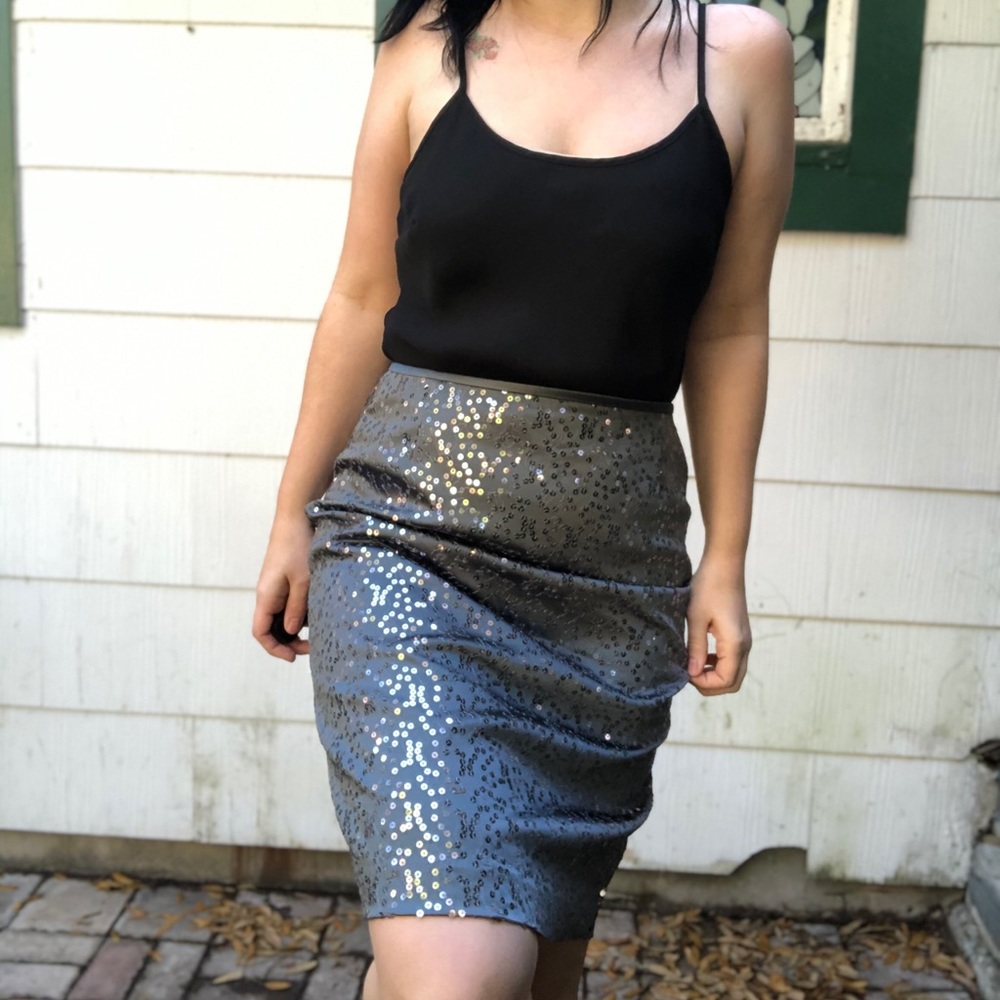 Dark Grey Sequined Skirt